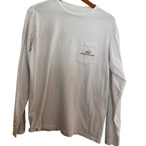 Vineyard Vines White Long Sleeve Pocket T Shirt Whale Logo Size S
